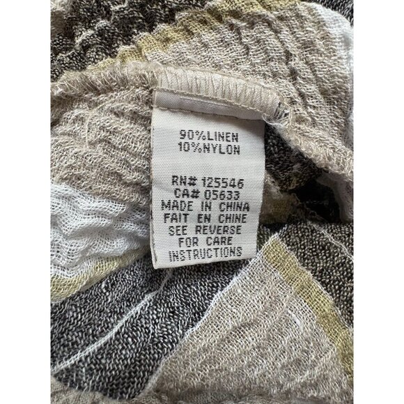 Habitat Womens Plaid Textured Linen Blend Top Size L Asymmetric Hem‎ Long Sleeve - Picture 4 of 12